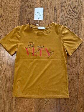 Be My VLTN Short Sleeve Tee - Mustard by Valentino